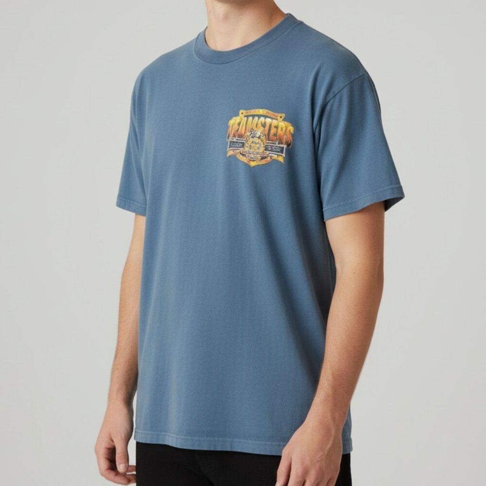 Vintage Teamsters Local 385 Union Pride‎ T-Shirt Men's M Blue Graphic Crew USA